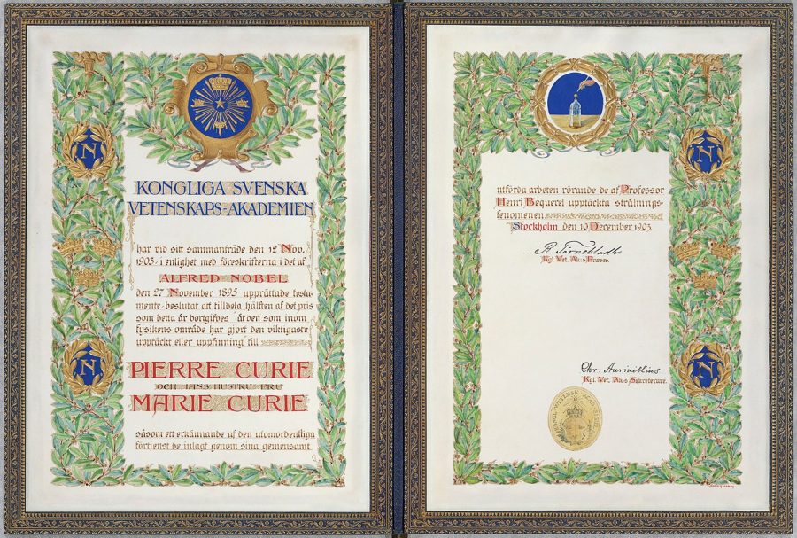 Diploma do Prêmio Nobel de 1903